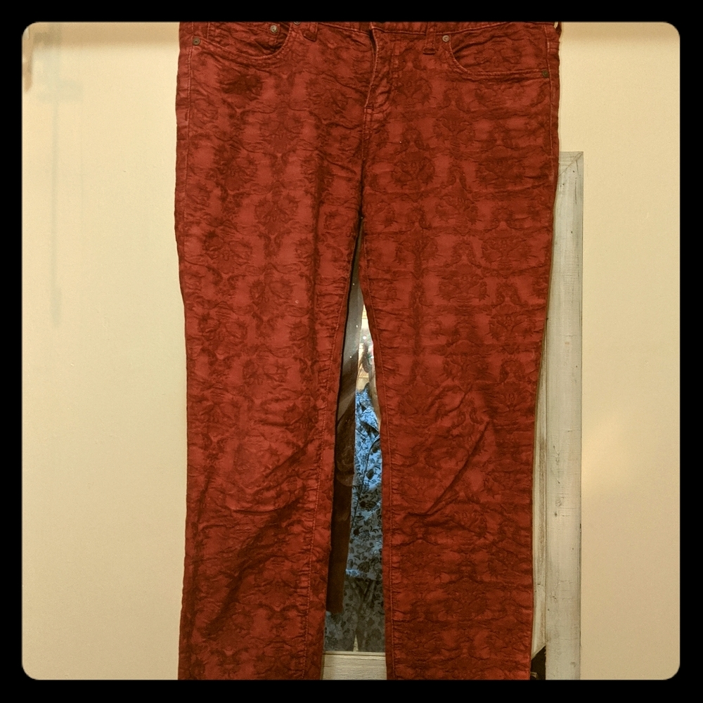 FP red textured jeans 27